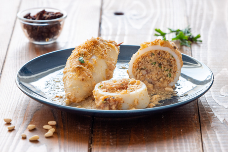 Baked stuffed calamari