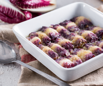 Radicchio rolls with champignon mushrooms and Superior Bergkase