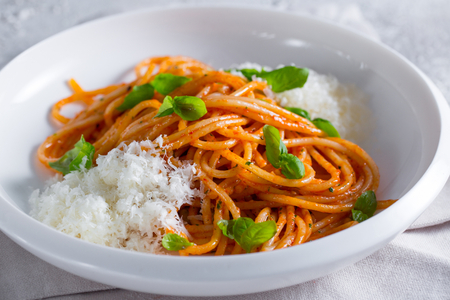 Spaghetti Parmesan with Tomato Coulis