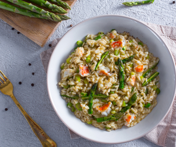 Asparagus and scampi risotto