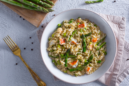 Asparagus and scampi risotto