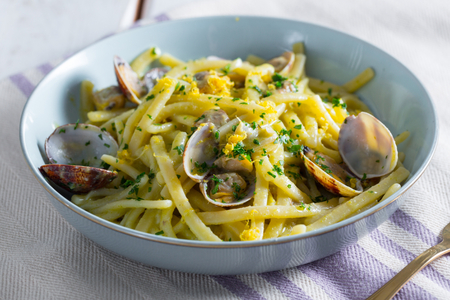 Scialatielli with asparagus and clams