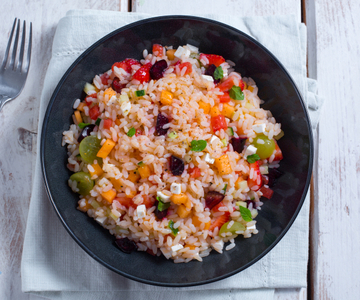 Rice salad with fruit medley