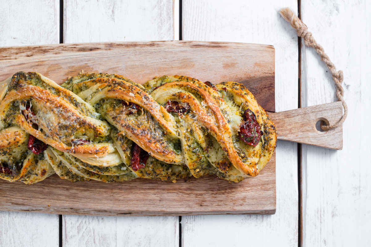 Braid with Pesto and Cherry Tomatoes
