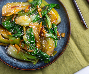 Pak choi in wok