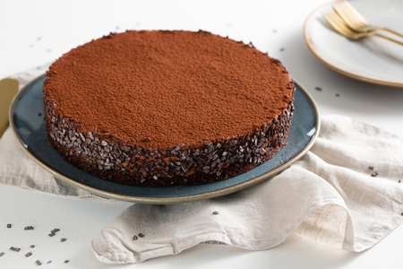 Dark chocolate mousse cake on sablé base