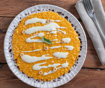 Risotto with pumpkin cream and pecorino