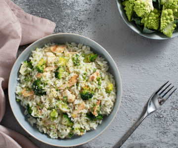 Warm Rice Salad with Three Broccolis