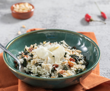 Winter Rice Salad with Turnip Greens and Ragusano