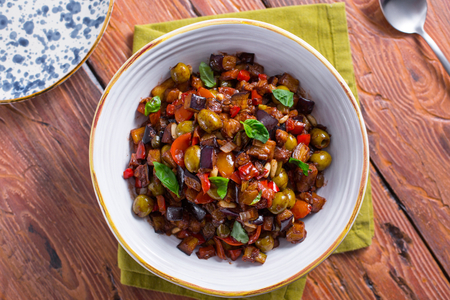 Eggplant caponata with cocoa sauce