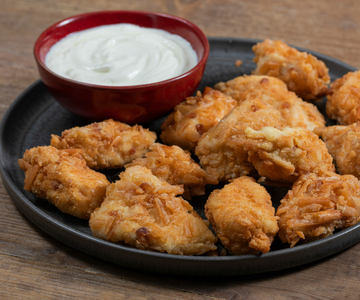 Breaded chicken breast with breadsticks