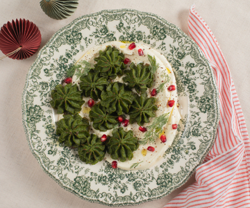 Duchess potatoes with spinach