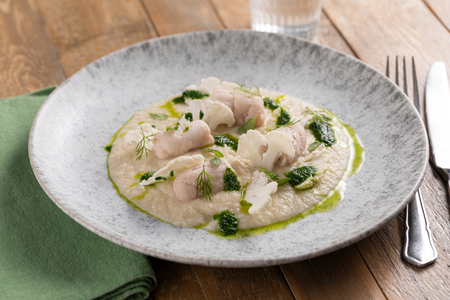 Sole roulade with cauliflower cream