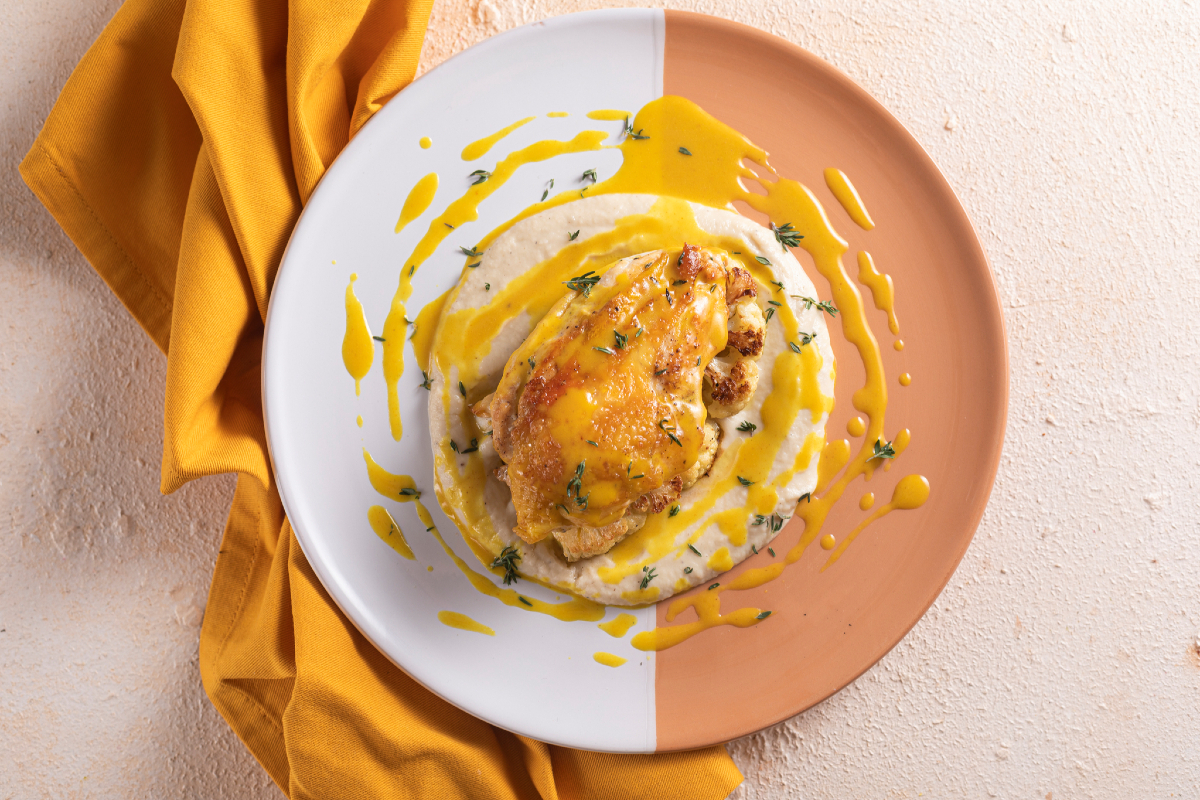 Chicken with Cauliflower and Mustard Sauce