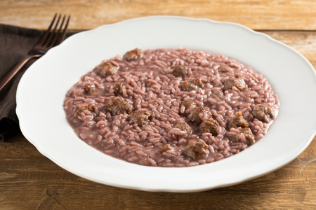 Red wine and sausage risotto