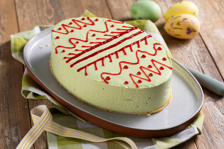Easter Bavarian Cream with Pistachio and Raspberries