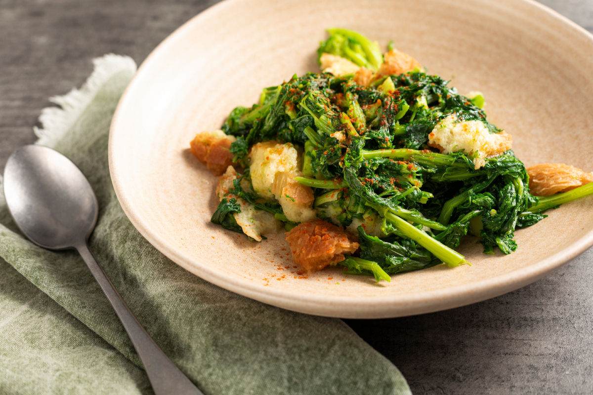 Pancotto with turnip tops