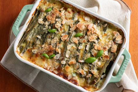 Green bean, potato, and stracchino bake