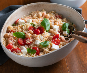 Couscous with salmon and feta