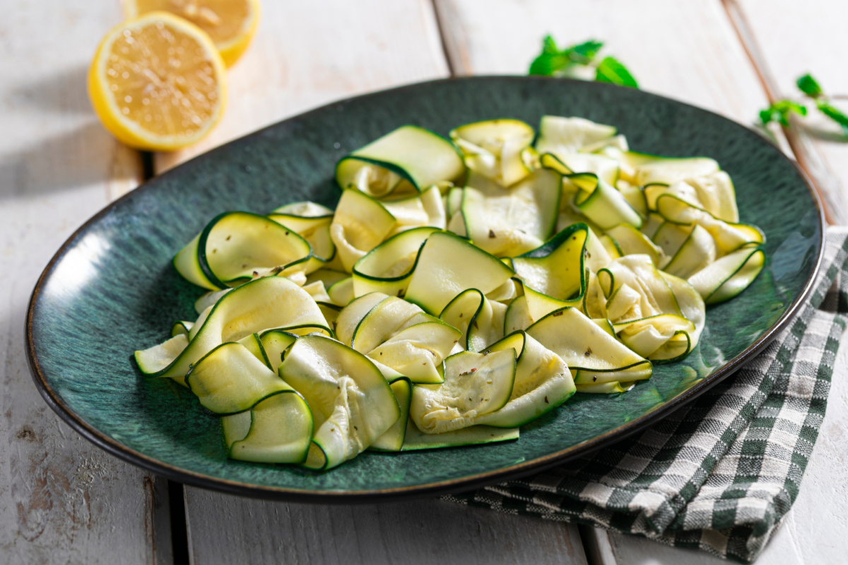 Raw marinated zucchini