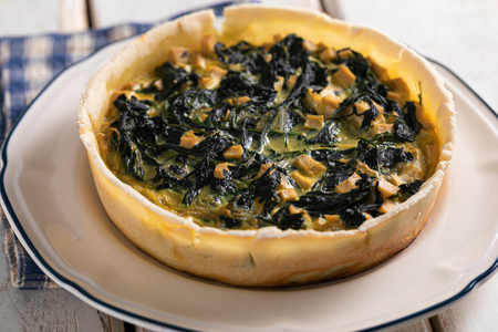 Gluten-free savory pie with spinach and tofu