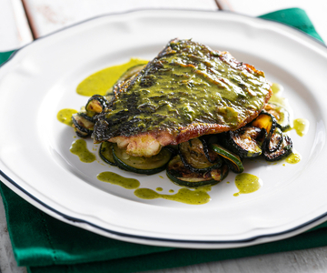 Pan-seared Sea Bass with Sautéed Zucchini