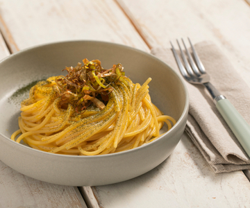 Pasta with pumpkin cream and taleggio