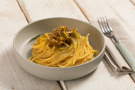 Pasta with pumpkin cream and taleggio