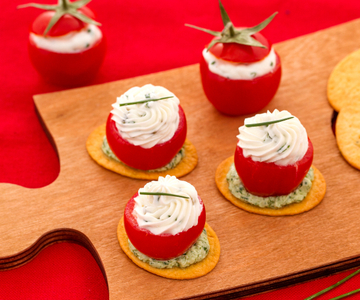 Flatbreads with Cherry Tomato Stuffed with Cheese and Arugula