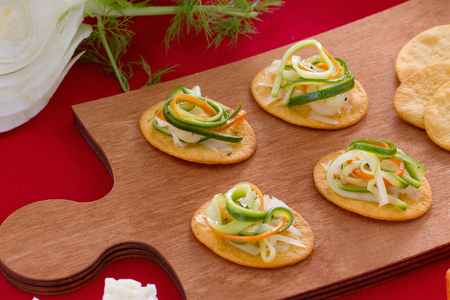 Flatbreads with Julienne Vegetables and Asiago