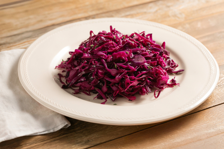Red cabbage in a pan