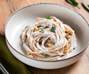 Pasta with Hazelnuts and Toma Cheese