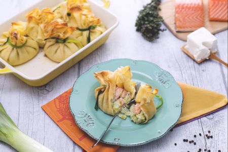 Leek, Salmon and Robiola Pouches