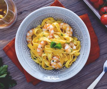 Fettuccine with shrimp and brandy cream