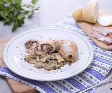 Stuffed Turkey Rolls with Champignon Mushrooms