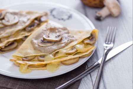 Crepes with Mushroom and Fontina Cream