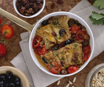 Cod with Raisins and Pine Nuts