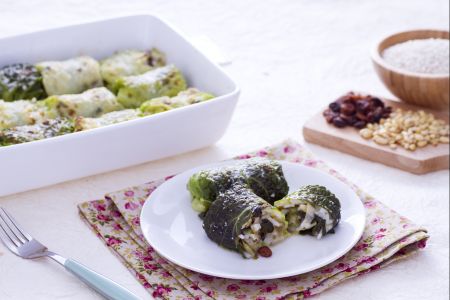 Cabbage Rolls Stuffed with Rice and Escarole