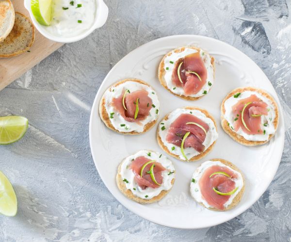Buckwheat Blinis with Smoked Tuna