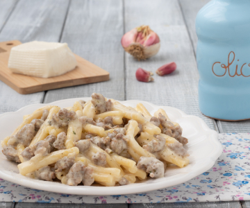 Pasta with Sausage and Stracchino