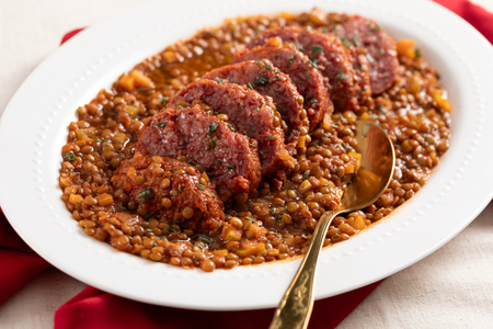 Cotechino and Lentils in Sauce