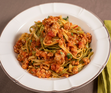 Straw and Hay Tagliatelle with Rabbit Ragù