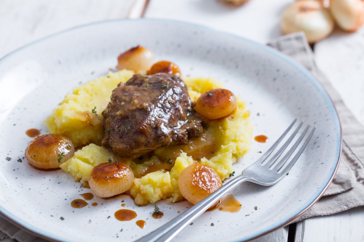 Braised Pork Cheek and Borettane Onions