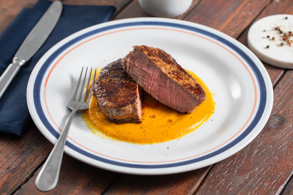 Beef Fillet with Pepper and Pumpkin Cream