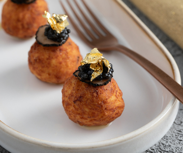 Fried Chicken Meatballs with Caviar and Truffle