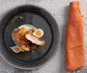 Chicken with persimmons and Jerusalem artichokes