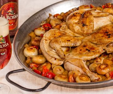 Spicy Beer Chicken with Potatoes and Onions