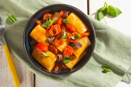Paccheri with Anchovies and Cherry Tomatoes