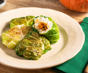 Stuffed Savoy Cabbage Rolls with Rice and Pumpkin