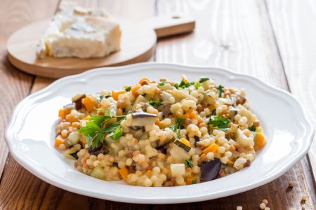 Fregola with Vegetables and Gorgonzola